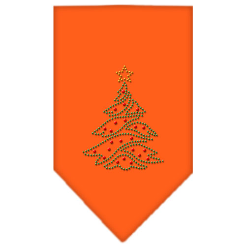 Christmas Tree Rhinestone Bandana Orange Small